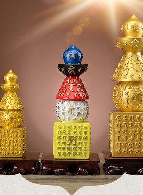 复古风铜器一切如来心秘密全身舍利宝箧印陀罗尼塔仿古五轮塔摆件