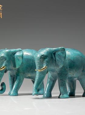 《富贵吉祥》铜金岁月大象全黄铜摆件工艺品铜器家居客厅玄关装饰