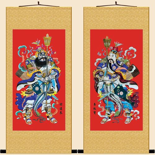 门神画像挂画 尉迟恭秦琼神像画卷轴画 道场水陆画装饰画定制订做