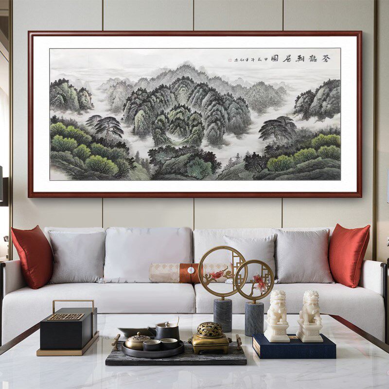 国画仓苍龙朝居图纯手工办公室装饰画客厅水墨画手绘有山无水靠山