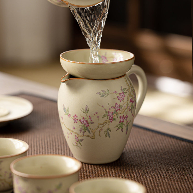 米黄汝窑美人公道茶杯功夫茶具陶瓷茶海公道杯家用单个分茶器公杯