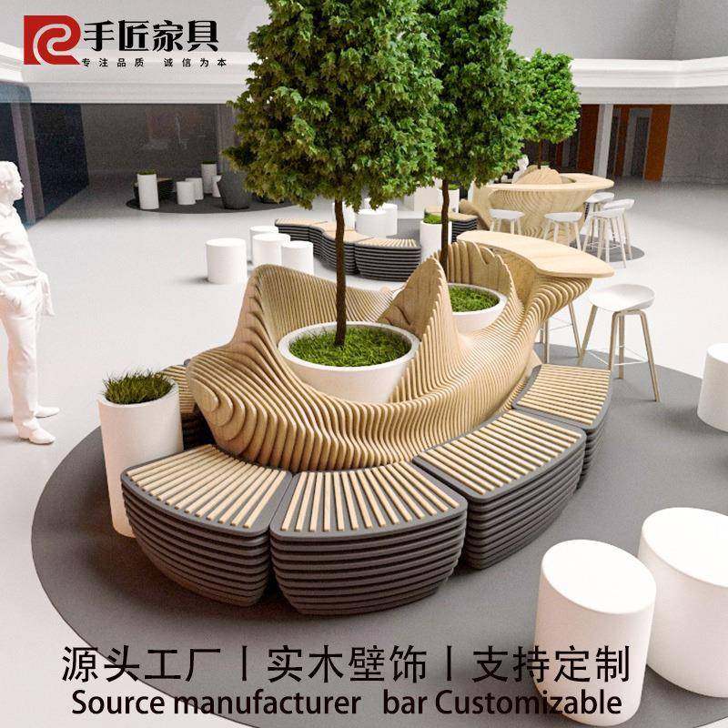 实木切片圆形花盆座椅酒店大堂售楼处医院机场休息美陈景观等候椅,商业/办公家具,公共椅,淘宝优惠券,粉丝福利购,淘宝优惠卷