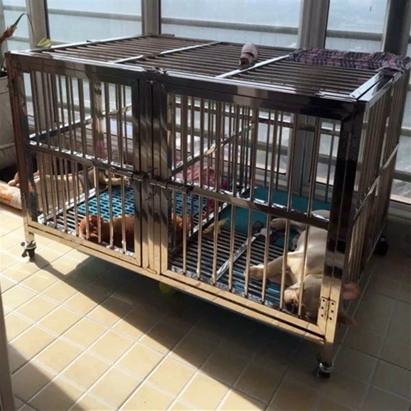 折叠佳医加粗加厚双门子母不锈钢大物狗笼子小中宠型犬宠物店佳院