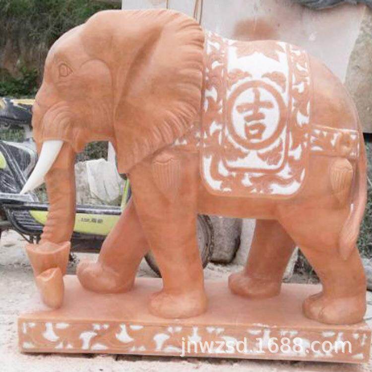 别墅门口石头象雕刻公司宾馆石刻大象图片大全家庭大门石象造价