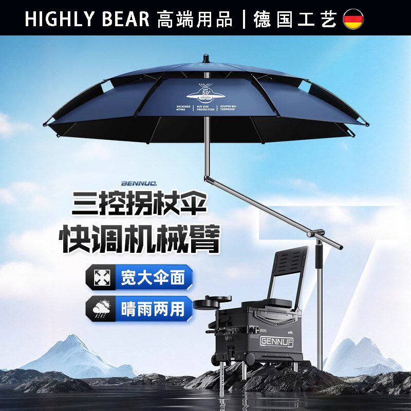 德国钓鱼伞雨伞2025新款户外专用钓鱼遮阳伞防暴雨新型防晒拐杖伞