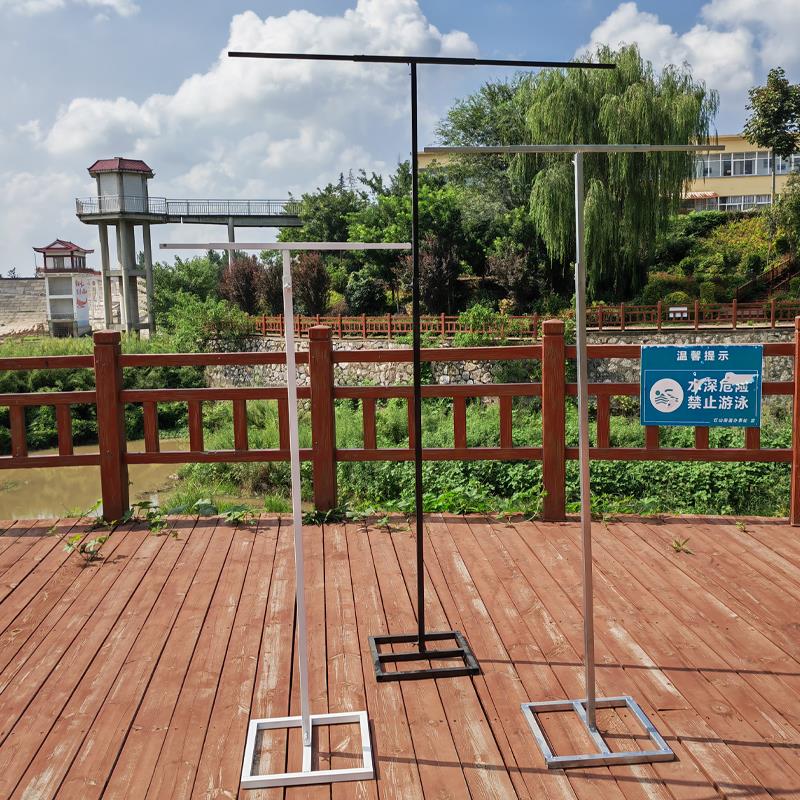 新款草坪婚礼铁艺婚庆道具背景纱幔装饰拱门可伸缩支架广告展架