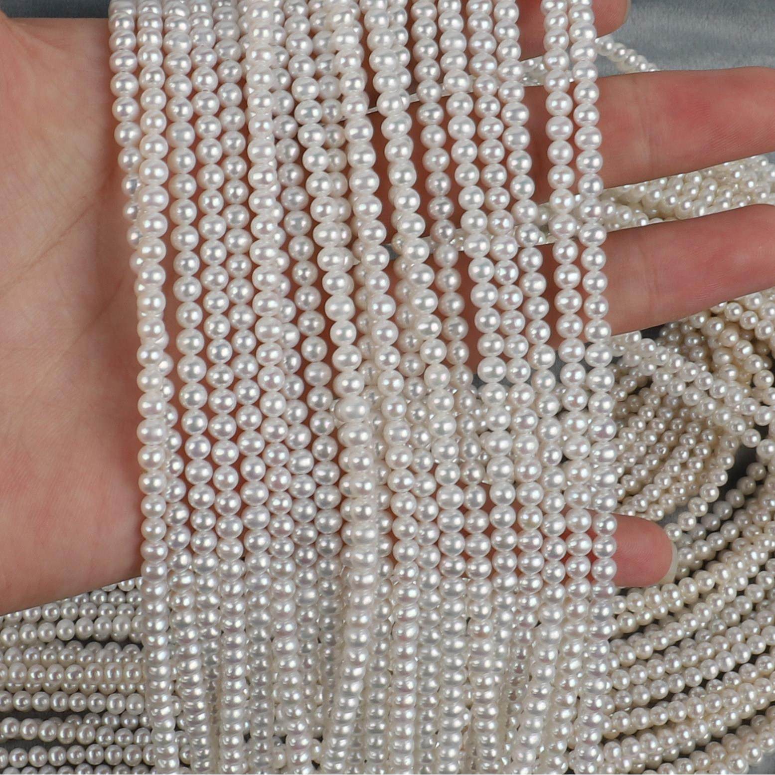 3.5-4mm天然淡水珍珠有核ak近正圆39cm半成品diy项链手链圆珠,珠宝/钻石/翡翠,颈饰,淘宝优惠券,粉丝福利购,淘宝优惠卷