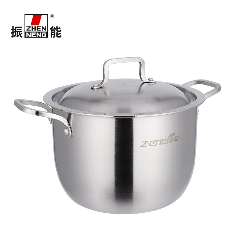 振能 加厚不锈钢汤锅家用燃气电磁炉通用锅具大容量18/20/22/24CM