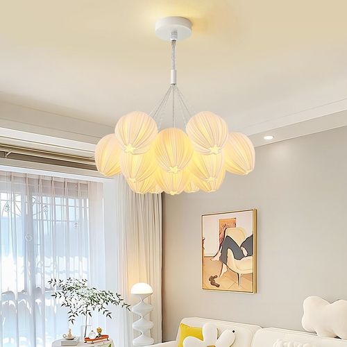 客厅卧室吊灯3D打印奶油风主灯2023新款简约法式花蕾餐厅灯具