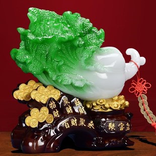 2024百财聚来聚宝盆招财白菜摆件开业乔迁礼品办公室桌面装 饰