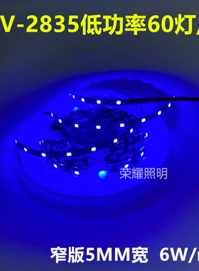 2835led低功率12V5mm60珠蓝光灯带白暖光中性光红绿黄6W每米灯条