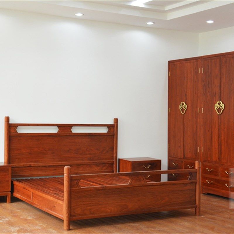 中式家具成套床1.8米床头柜衣柜被柜组合实木 卧室家具组合套装