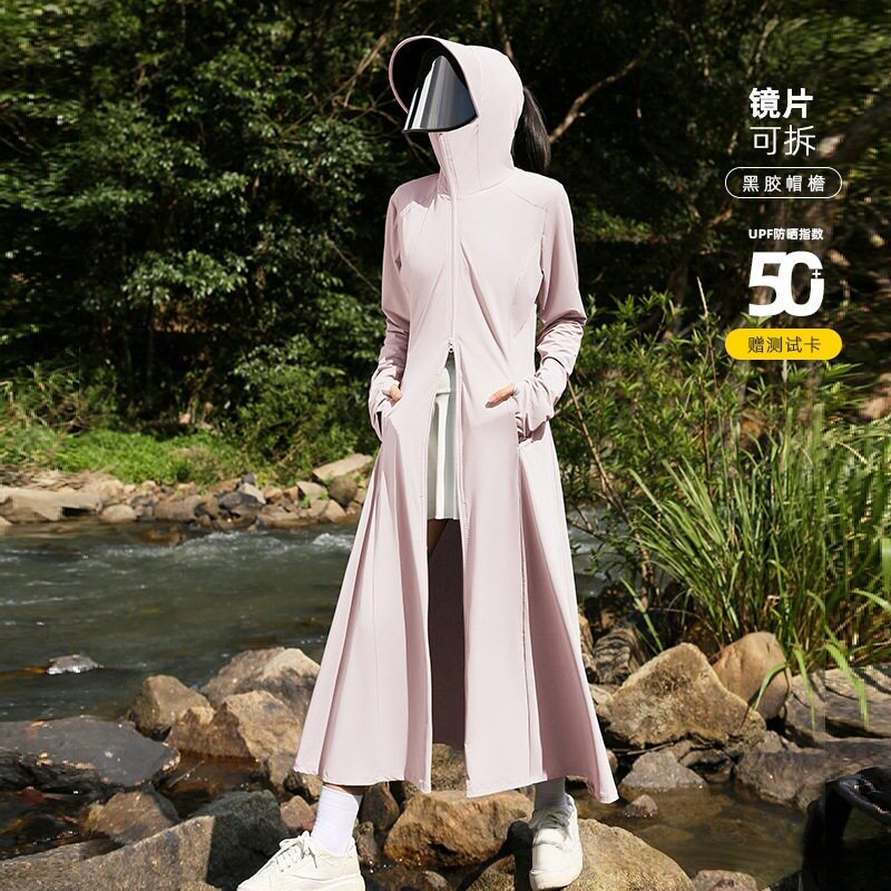 冰丝黑胶长款防晒衣女UPF50+