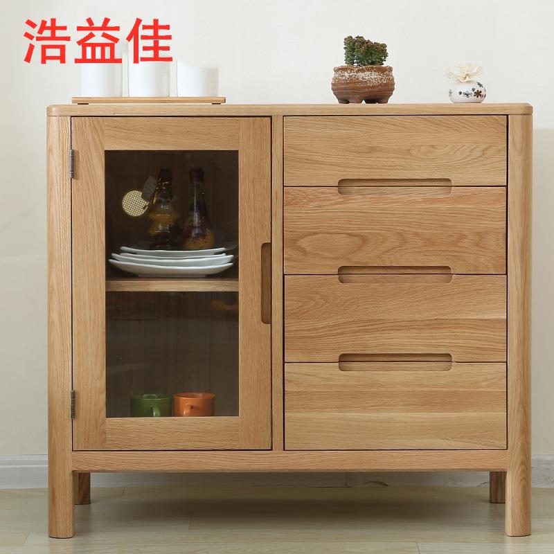 流云纯实木餐边柜进口白橡木储物柜北欧简约现代碗柜餐厅酒柜新品