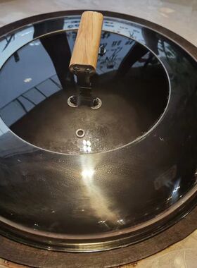 48cm铁锅炖锅盖50厘米地锅鸡大灶台锅盖52大铁锅提手木柄透明玻璃