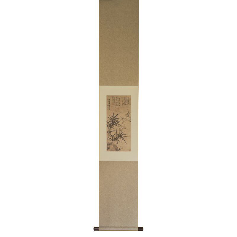 是名一鹿  墨竹牡丹写意中式挂轴茶空间文雅国风书房挂轴装饰画
