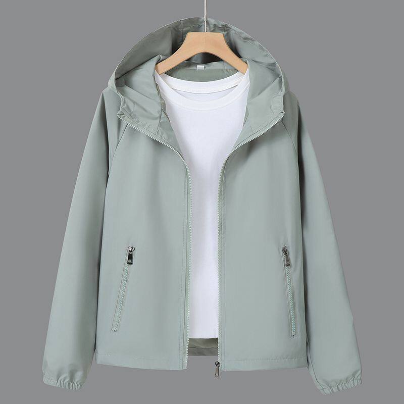 冲锋衣外套女春秋款2026年韩版大码上衣薄风衣连帽宽松小香风夹克