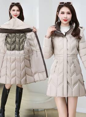 免洗羽绒棉服女2024冬季新款妈妈装修身加厚女士保暖棉衣棉袄外套