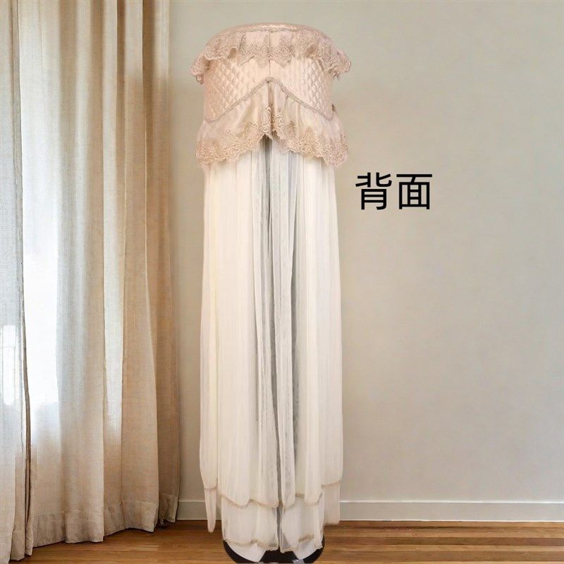 田园风香纱色绸缎蕾丝花边网槟圆形立调柜机空式罩开机不取防尘套