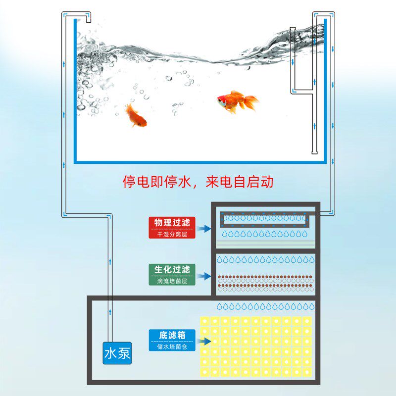 周转箱底滤DIY鱼滤缸过滤盒干湿分离滴流过底器虹吸底滤组合式