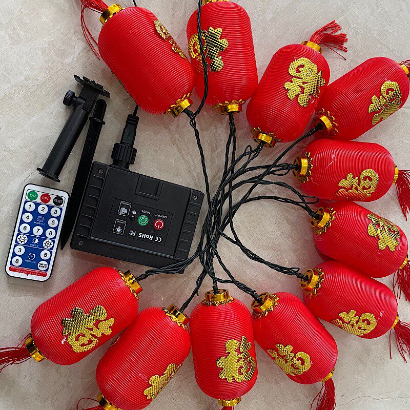 LED水红晶灯灯串笼福字灯新年房间装饰灯装扮闪灯挂灯节日彩灯