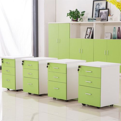 办公活动柜拖拉式文件柜带锁板式活动柜带轮子三层文件柜矮柜低柜