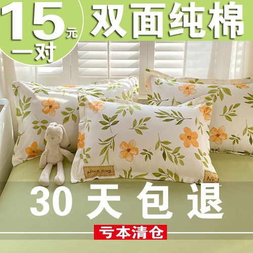 纯棉枕套一对装全棉2024新款枕头套48cm74cm儿童整头枕芯内胆套