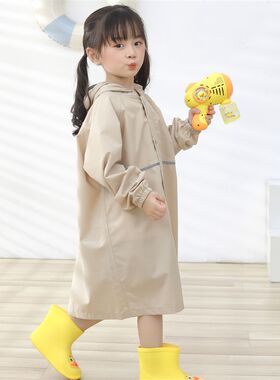 新款儿童雨衣长版全身防水男女童小学生幼儿带书包位加厚连身雨披