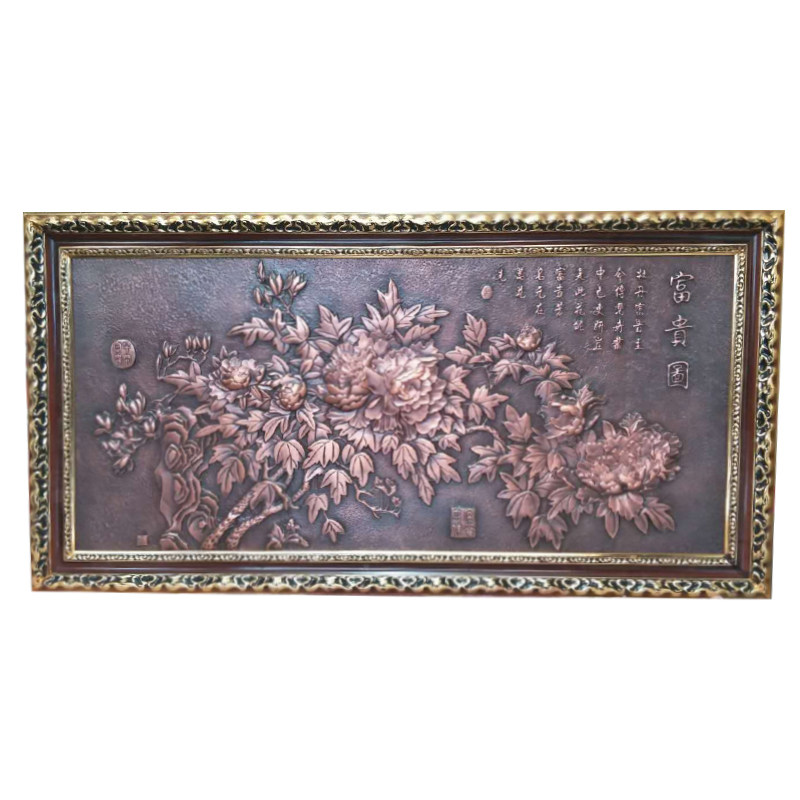 定铜浮雕壁画客厅紫铜背挂墙立体铜版画装饰景件黄铜板浮雕锻制