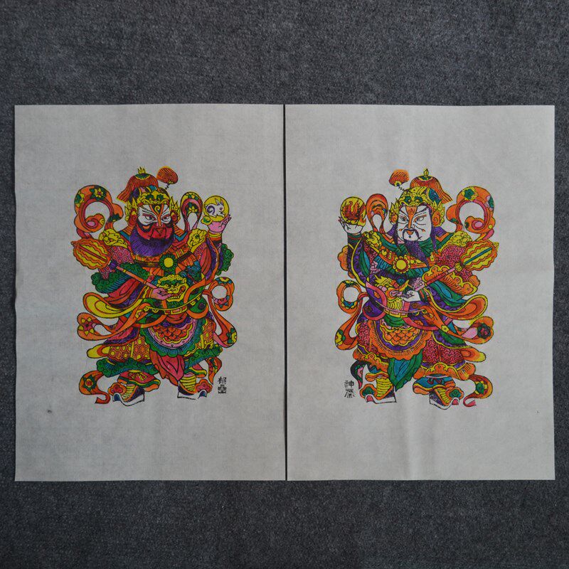 朱仙镇木版年画岳飞韩世忠郁垒神荼创新年画九色套印手工非遗