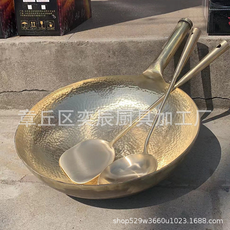 新款正宗章丘铜锅鱼鳞纹款章丘纯手工锻打铁锅家用送人