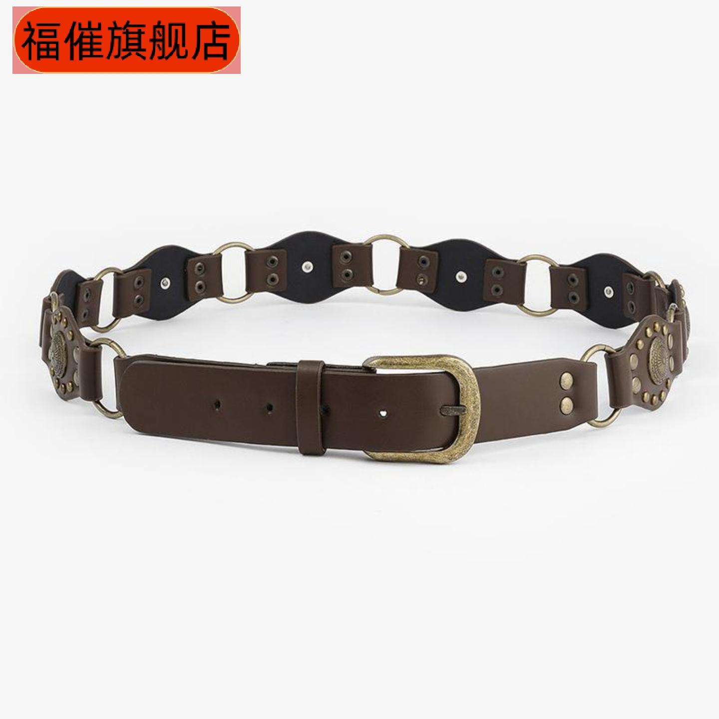 新款复古美式辣妹铆钉鸡眼拼接