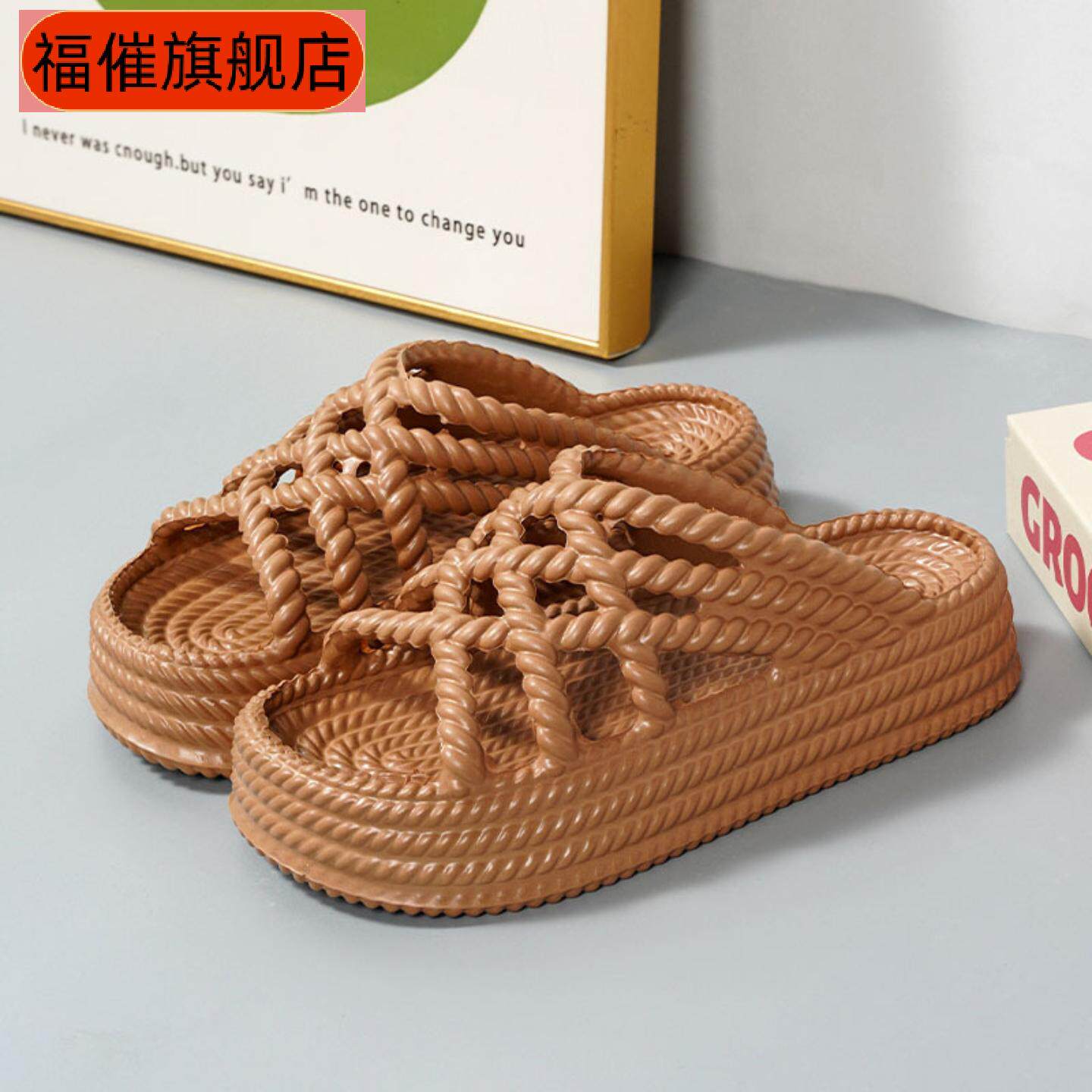 平底凉鞋女今年流行夏季新款厚底一字带小仙女网红爆款松糕鞋