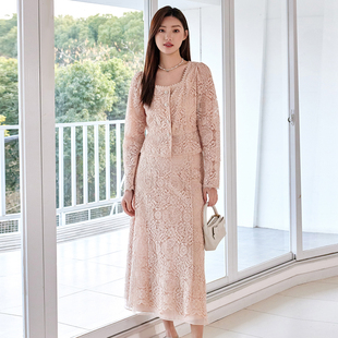 阅涵连衣裙2026春季新款套秋裙时尚气质上衣蕾丝中长裙女秋