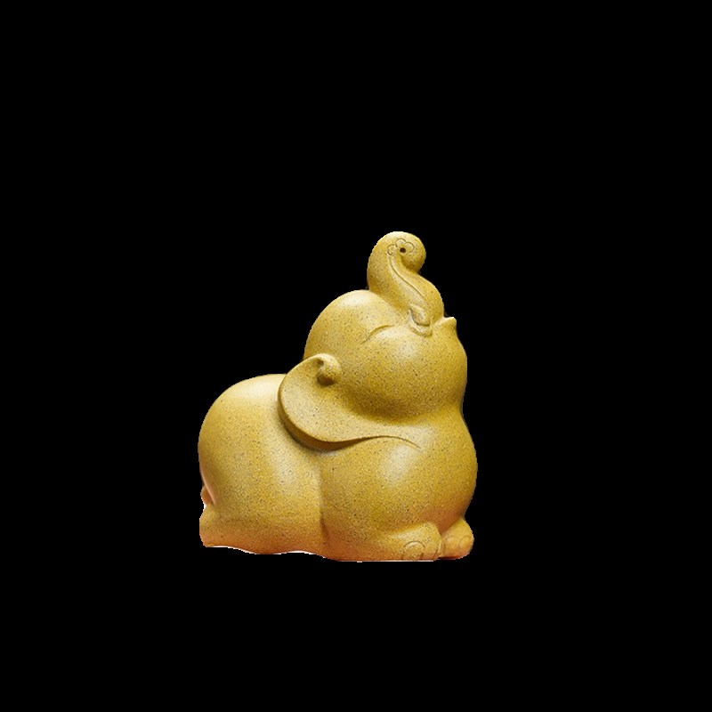 紫砂茶宠摆件精品可养名家孙易茶玩小象太平有象对象茶桌上摆饰