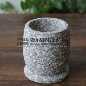 蒙山麦饭石石臼头手动捣蒜器锤家用蒜泥窝子罐研磨器钵体蒜臼药罐