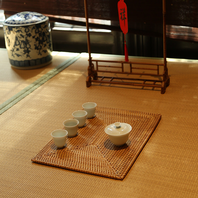 越南藤垫手工长方形隔热垫杯垫餐垫碗垫壶垫茶具方形桌垫老藤编