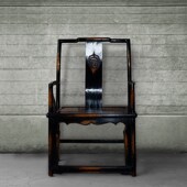 彩漆老榆木仿古做旧太师椅明清家具中式 实木书椅圈椅扶手椅围椅