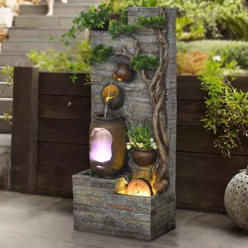 流水喷泉摆件客厅玄关假树循环水景观鱼缸造景办公室开业乔迁礼品,家居饰品,流水摆件,淘宝优惠券,粉丝福利购,淘宝优惠卷