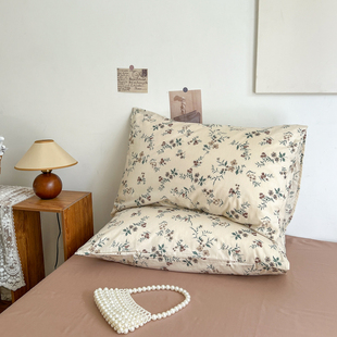 全棉枕套两只装 单人标准48x74cm枕头皮 田园碎花枕头套 单品枕套
