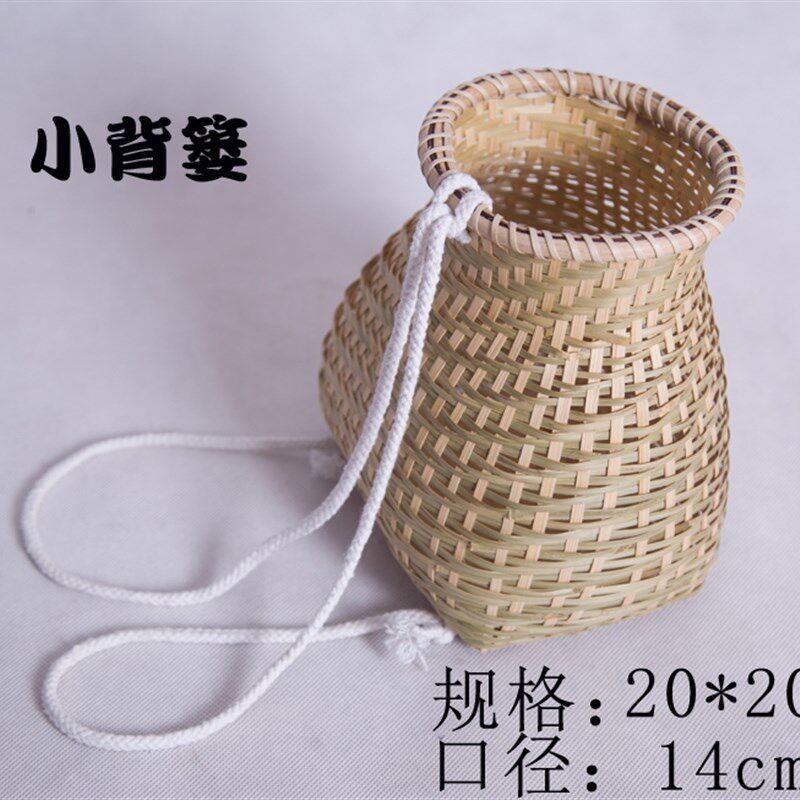 儿童小背篓道具采茶竹楼框小背篓鱼篓手工竹编采茶娄竹篓竹筐装饰