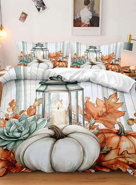 TEMU 床上三件套秋季感恩节系列3卧室家居装饰床上三件套可发JIT