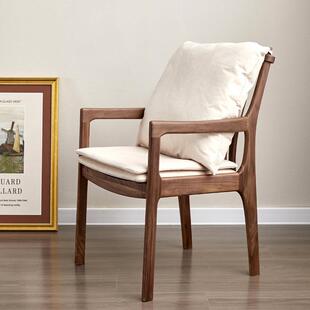 简约黑胡桃木巴顿椅北欧樱桃木实木扶手靠背餐椅书桌椅餐厅咖啡椅