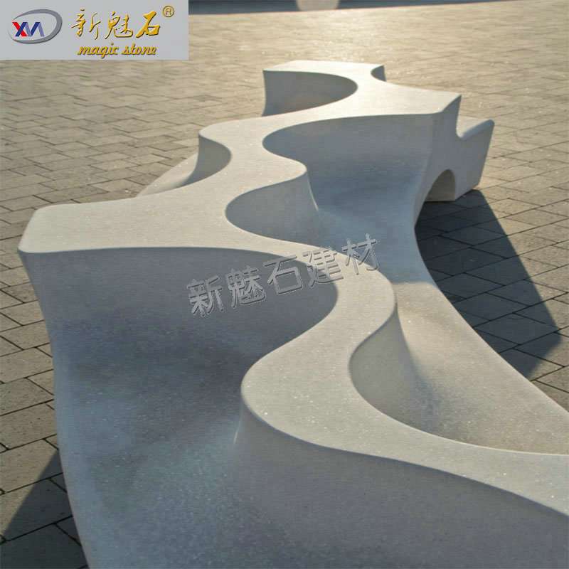 北欧创意设计清水混凝土坐凳花园广场预制成品水泥异形座椅休息椅
