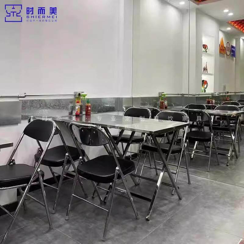 工业风夜市烧烤大排档不锈钢桌椅组合市井小吃米线麻辣烫折叠商用