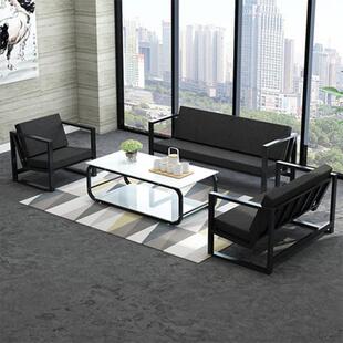 现代商务简约铁艺沙发组合居家客厅办公室简洁接待沙发茶几组合