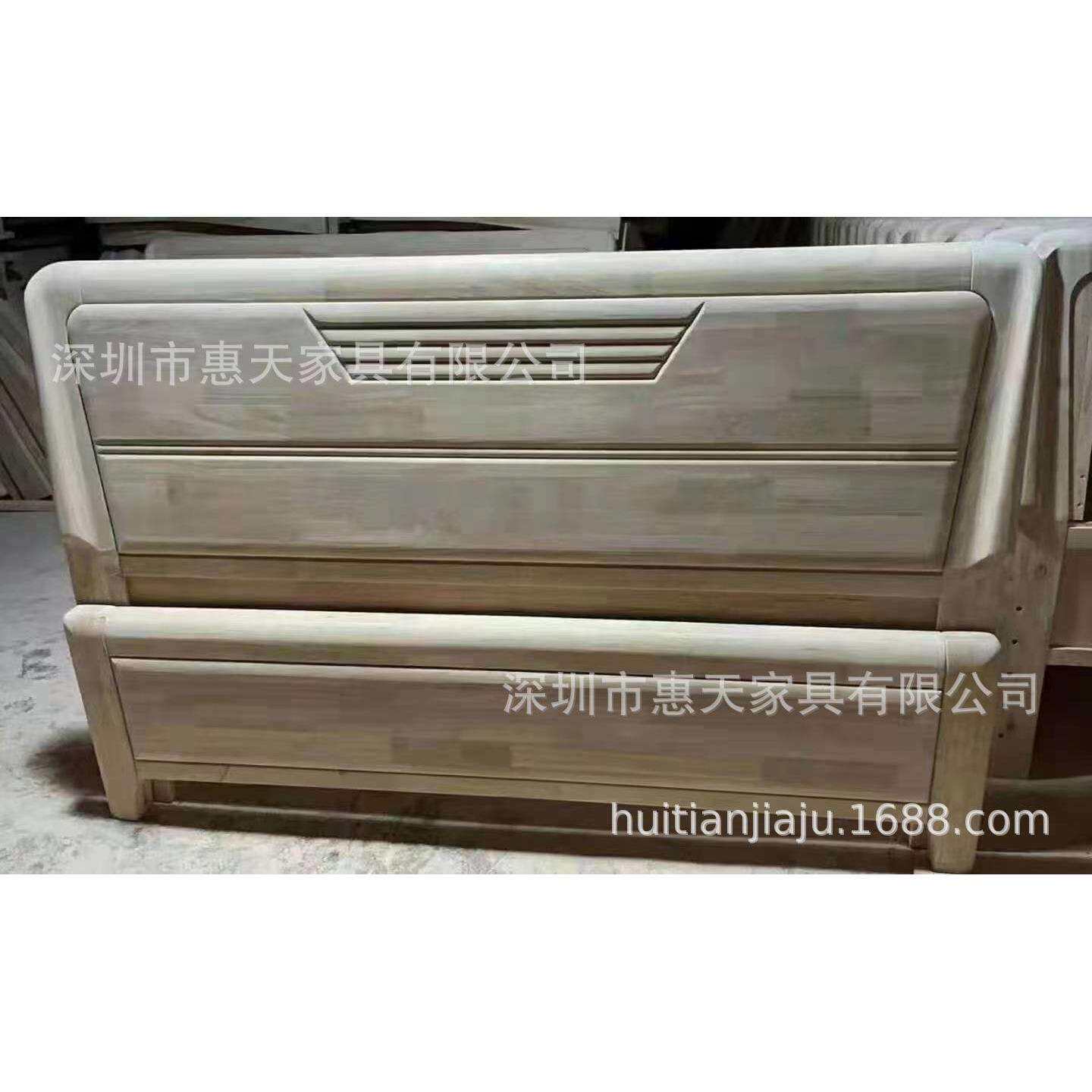 简约现代中式床1.8米白胚床1.5米实木双人床白茬简约实木家具毛坯