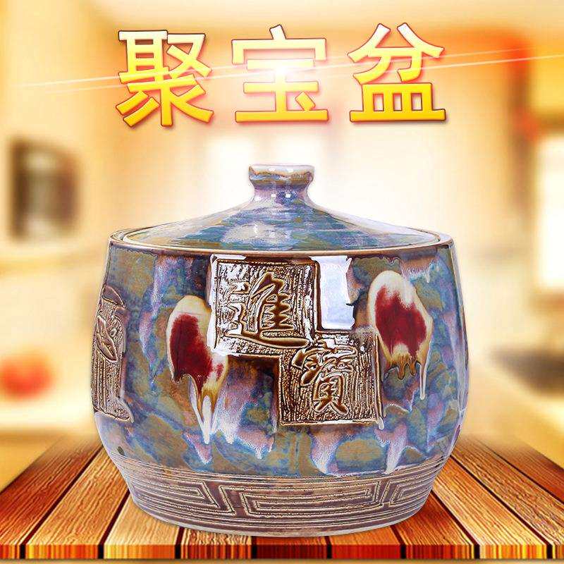 聚宝盆 景德镇陶瓷储物罐米缸米桶家用腌菜腌肉坛10斤20斤40斤装