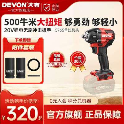 大有500牛锂电无刷冲击扳手5765充电式架子工汽修大扭力电动风炮