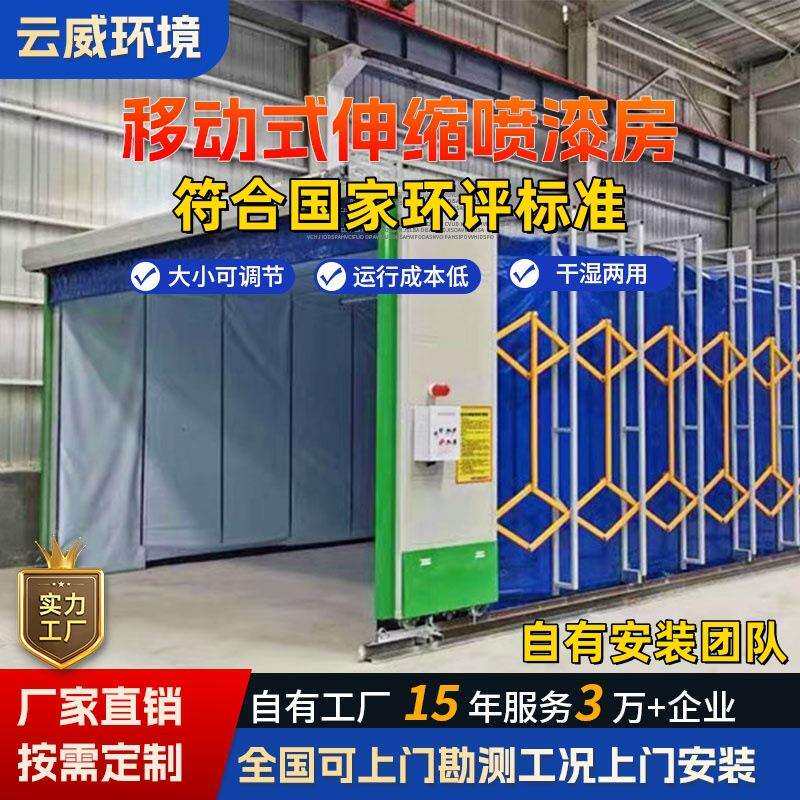 移动式伸缩喷漆房电动双轨道折叠喷漆房大型家具无尘打磨房晾干房